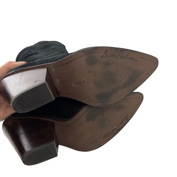 Sam Edelman Black Indigo Suede Leather Knee High Pointed Toe Boot Size 8.5 - Picture 11 of 16